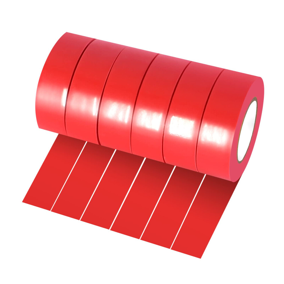 6 Rolls Red Electrical Tape, 18Mm X 10M Pvc Insulation Tape, Waterproof Strong Adhesive Electric Tape For Wire Projects, Insulating And Repair Broken 613965483612