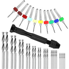 36 Pcs Mini Hand Drill Set for Crafts, Pin Vise Precision Twist Drill Bits with Mini Drill Press Vise for Delicate Manual Work, Electronic Assembling,