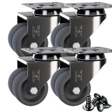 DSL Caster Wheels set of 4 - TPR Heavy Duty 50mm Swivel Castor Wheels Trolley – No Floor Marks Silent Rubbered Castors for Furniture – upto 400KG