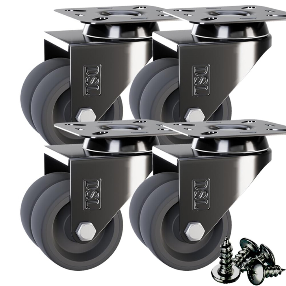 Dsl Caster Wheels Set Of 4 - Tpr Heavy Duty 50Mm Swivel Castor Wheels Trolley Â No Floor Marks Silent Rubbered Castors For Furniture Â Upto 400Kg 5065016052424