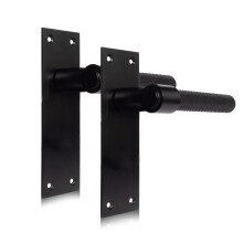 Onyx Collection, Slimline Backplate Lever Latch Knurled Door Handles, Matt Black (150x60mm) for Internal Wooden Doors