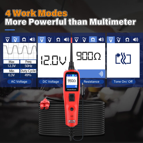 Autel Autel PowerScan PS100 Original Power Circuit Probe Tester, 12V 24V Electrical System Diagnostic Tool, Read AC DC Resistance, Component Activation, 2