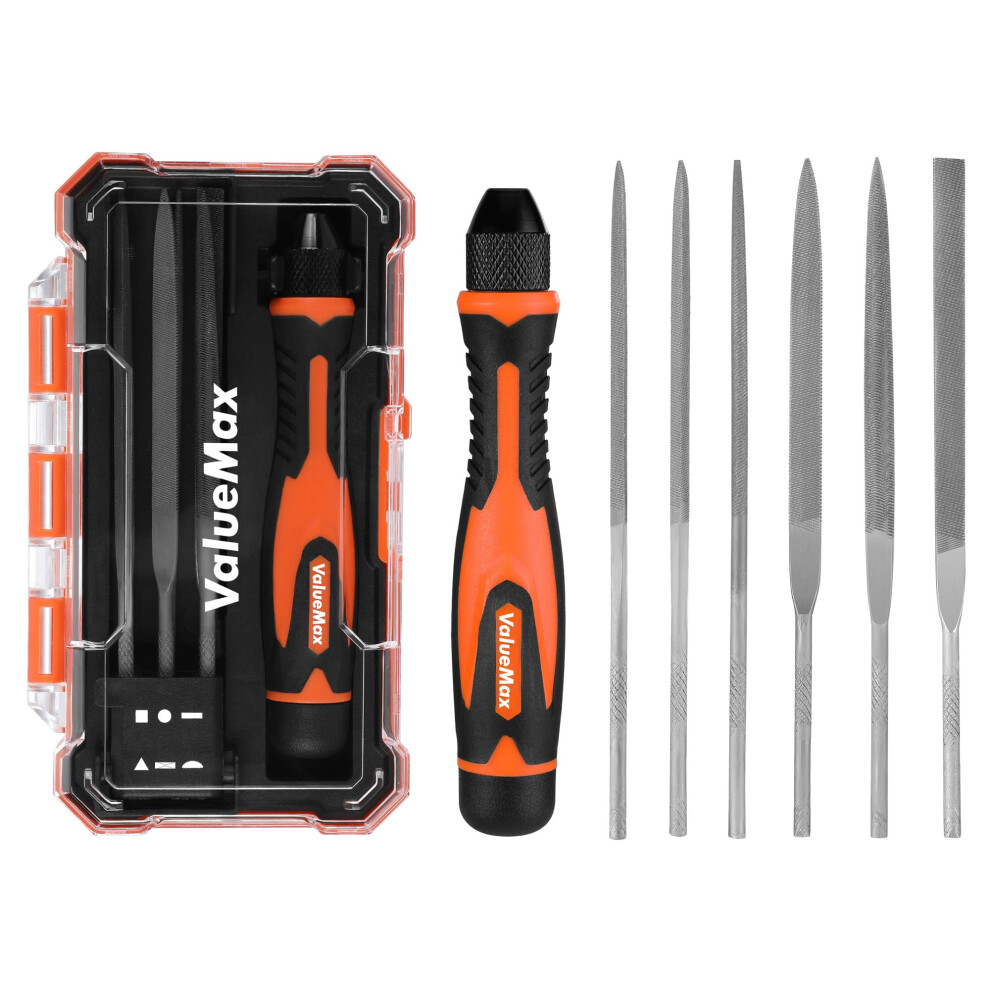 Needle File Set, Interchangeable Mini Wood Metal File Set, 6Pcs Files With Handle, Flat, Round, Square And Triangle For Precision Crafts, Metal & Wood 820909691754