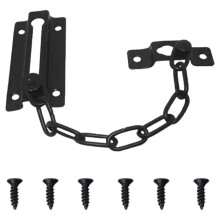 Door Chain Lock, Stainless Steel Internal Door Limiter with Screws, Plated Security Locking Door Chain for Front Door, Black Door Restrictor for Home