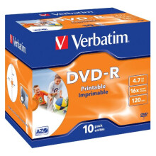 43521 4.7GB 16x DVD-R Printable - 10 Pack Jewel Case