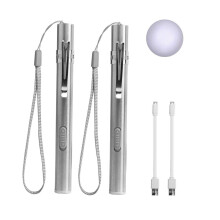 Pen Torches for Nurses,Reusable Rechargeable Torch,2Pack White LED Lights Pen Light