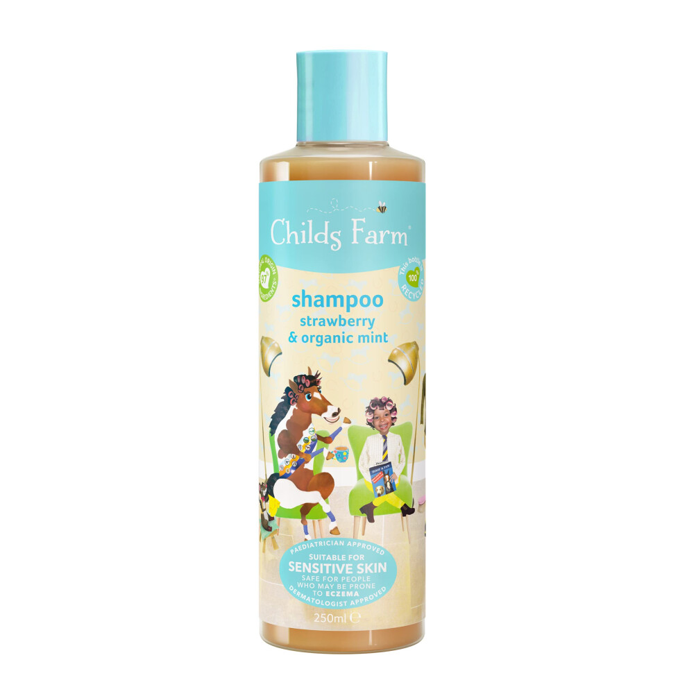 | Kids Shampoo 250ml | Strawberry & Organic Mint | All Hair Types | Detangles & Nourishes | Suitable for Dry, Sensitive & Eczema-prone Skin & Scalp
