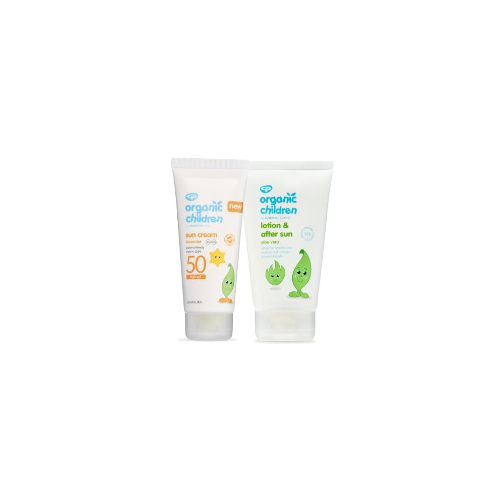 Organic Children Sun Cream SPF50 100ml + After Sun 150ml Bundle | Natural, Organic Sunscreen & After Sun for Kids | Gentle Lavender Scent | Easy to