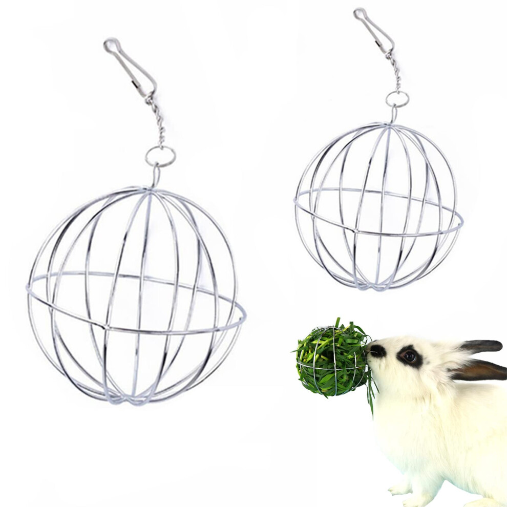 2 Pieces Rabbit Hay Feeder Rabbit Hay Ball Stainless Rabbit Grass Ball Pet Hay Rack Bowl Accessories for Guinea Pig Small Animal Pet