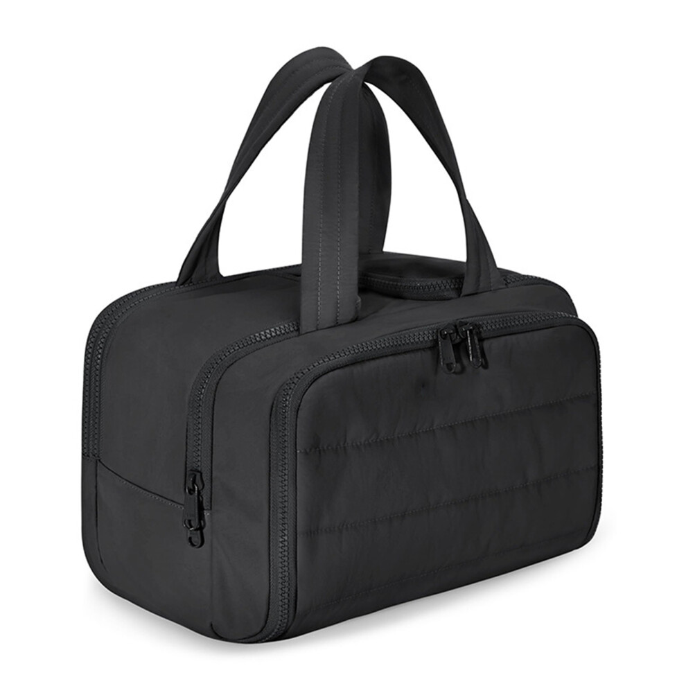Black (Black) Portable Makeup Bag Traveling Waterproof Toiletry Bag Fashion Makeup Storage Pouch Multi-Compartment Cosmetics Bag
