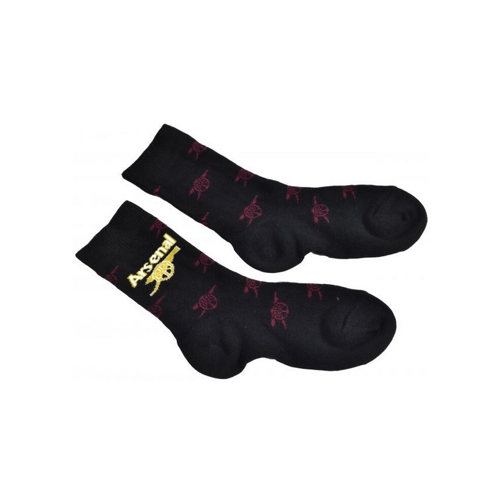 (9 UK Child-12 UK Child, Black) Arsenal FC Childrens/Kids All-Over Print Dress Socks-image-OPC-PB9H6KZ-NEW