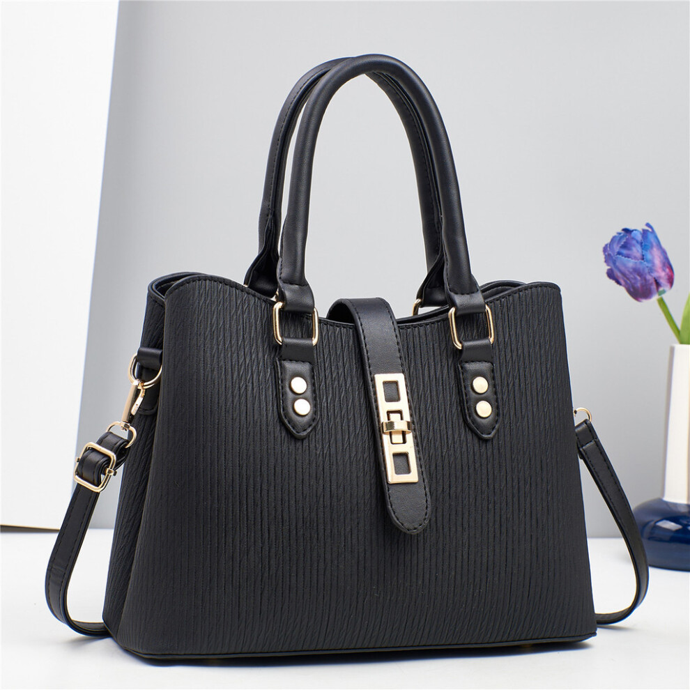 (Black)Élégant sac à main femme grande capacité pour automne hiver avec design chic en noir bordeaux et