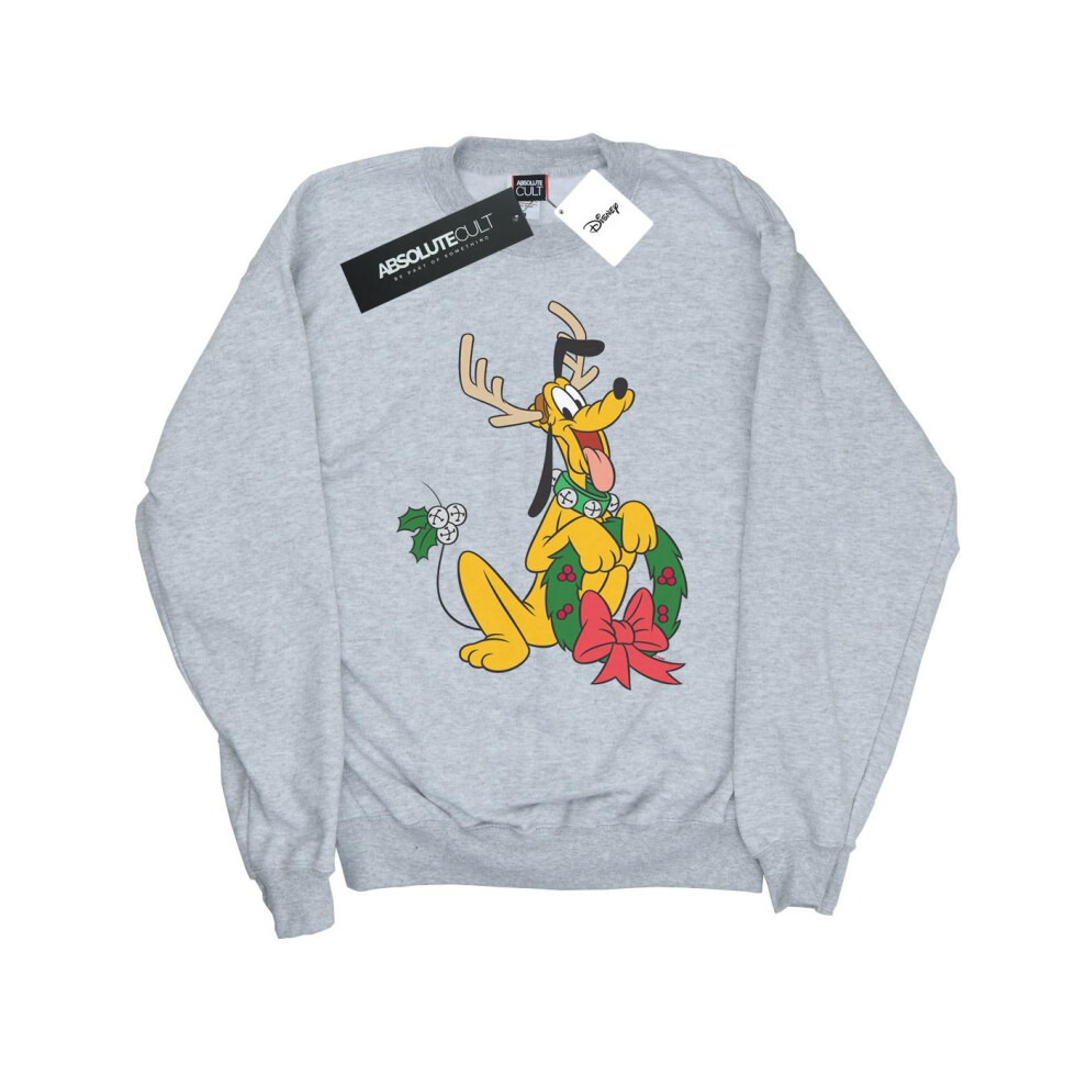 (5-6 Years, Sports Grey) Disney Girls Pluto Christmas Reindeer Sweatshirt