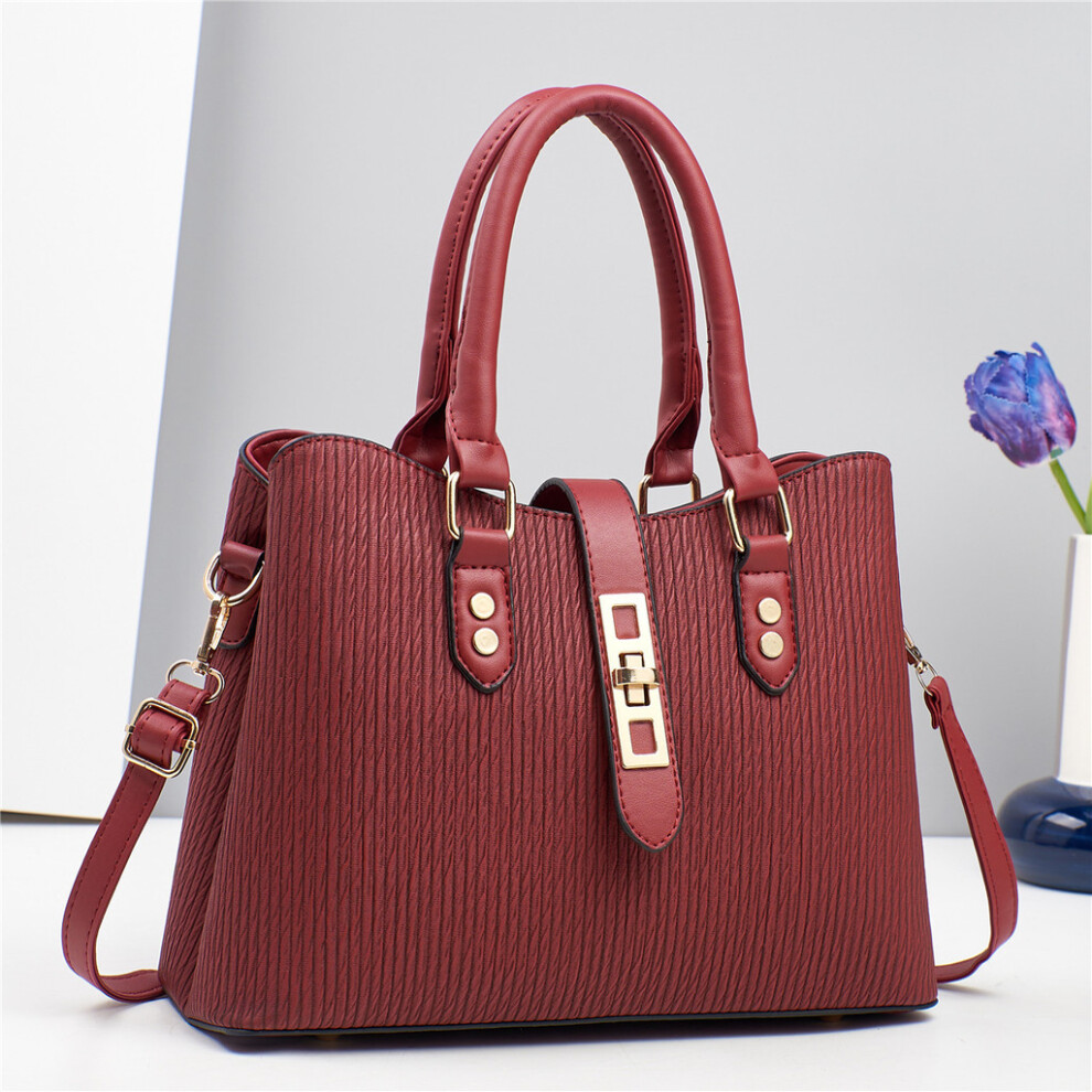 (Burgundy)Élégant sac à main femme grande capacité pour automne hiver avec design chic en noir et bordeaux