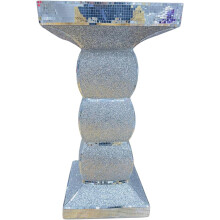 Silver Pillar Table Mirrored Crushed Diamond Side Table