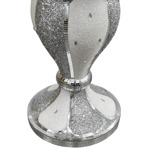 Silver and White Crushed Diamond Mirrored Side Table 1