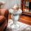 Silver and White Crushed Diamond Mirrored Side Table 8