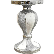 Silver and White Crushed Diamond Mirrored Side Table