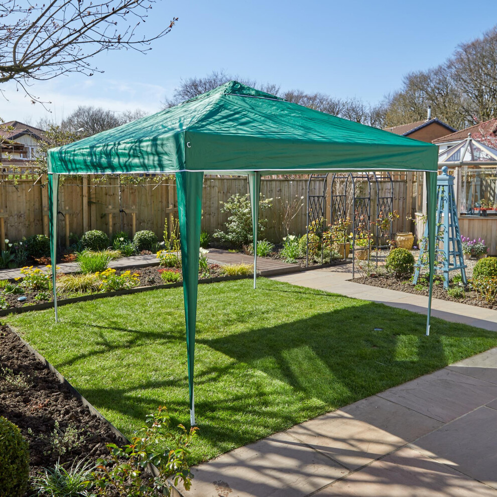 Pop Up Gazebo 3m x 3m Outdoor Garden Marquee Tent Easy Up Green With Carry Bag