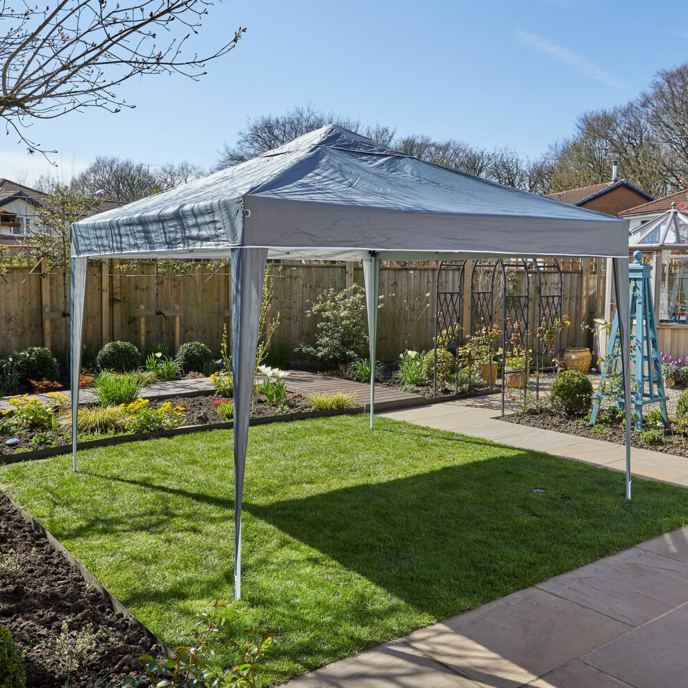 Pop Up Gazebo 3m x 3m Outdoor Garden Marquee Tent Easy Up Grey With Carry Bag