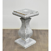 Silver Pillar Side Table 60cm Tall Crushed Diamond Glitter