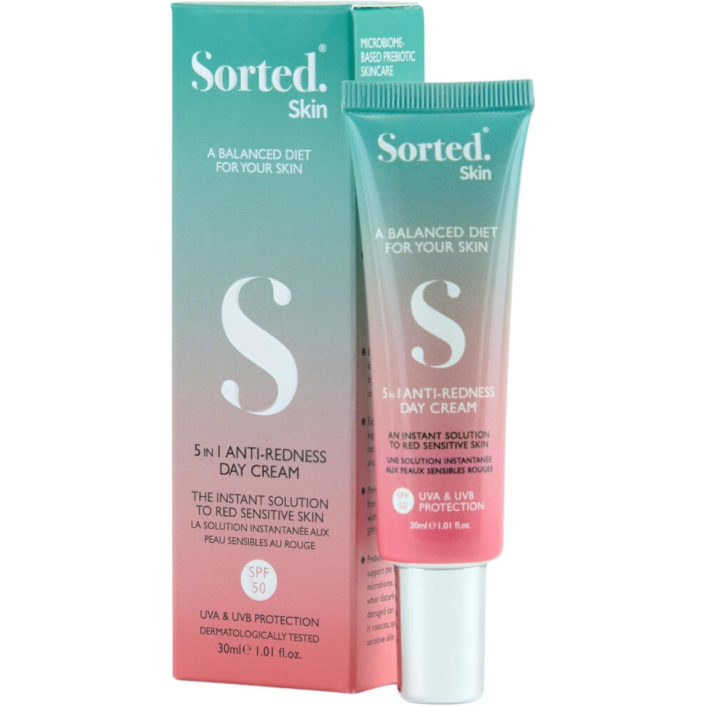 Sorted Skin 5 in 1 Anti-Redness CC Cream SPF50 Colour Correcting Formula for Hypersensitive and Redness Prone Skin, Suitable All skin Types 1 x 30ml