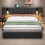 5ft King Upholstered Bed with Charging Station and Reading Light, Grey 3