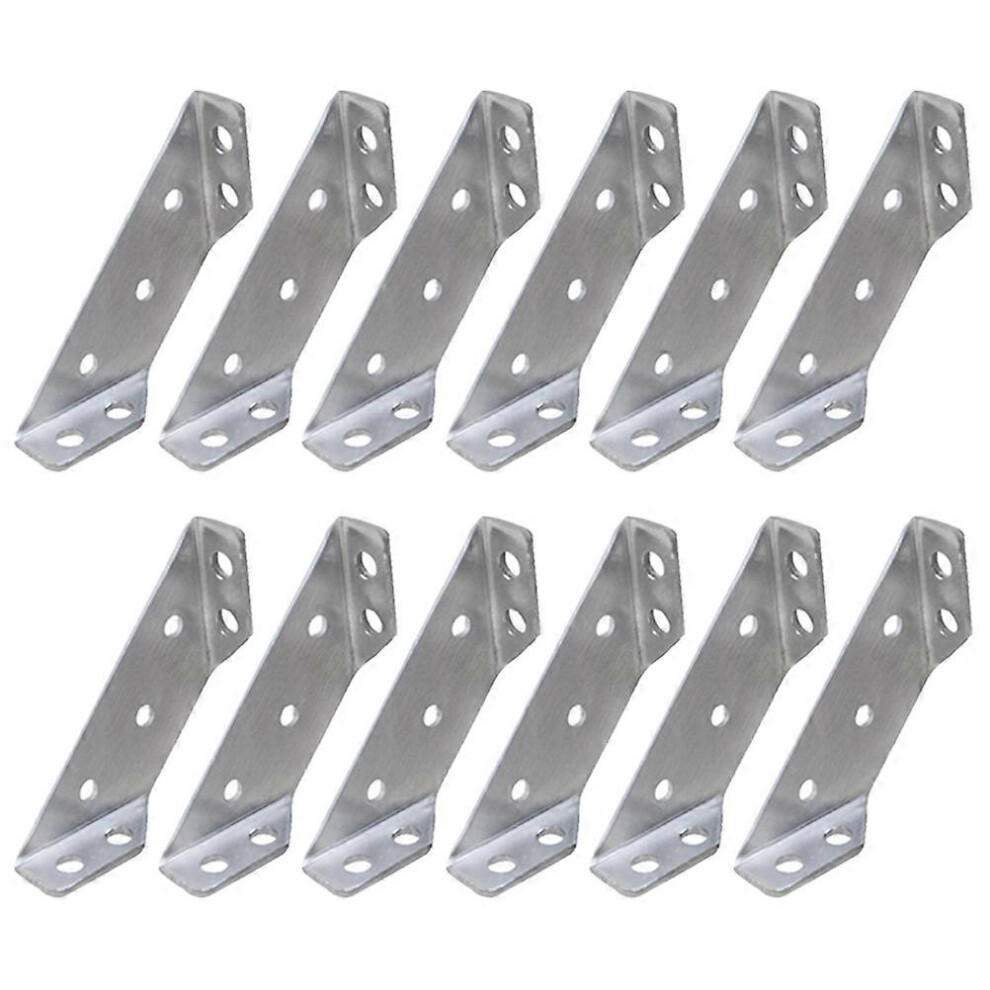 (As Show, One Size) 12 Pcs Shelf Cabinet Triangle Corner Brace Flanged Corner Bracket Trapeziform Corner Brace 90 Degree Bracket Shelf Brace 4069016323264