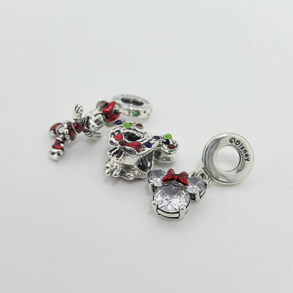 Pandora Sterling Silver  Mickey Mouse Christmas Charm Trio