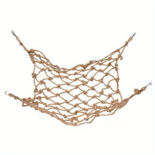 Langlebige Papageien -Playtime Hängematte - natürliches Leinenkletternetz mit Haken, Swing -Seil und Kauenspielzeug für Vögel