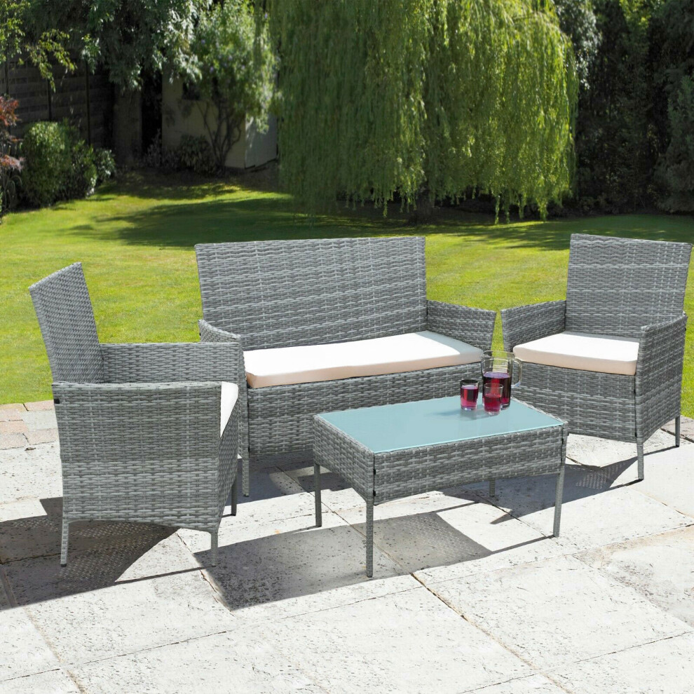 Neo Grey 4 Piece Rattan Outdoor Garden Sofa Set