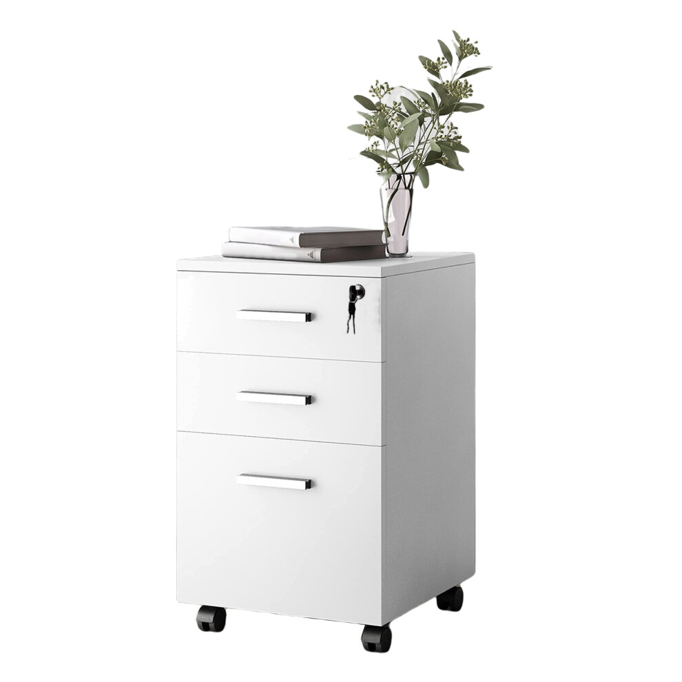 360 Degree Casters File Cabinet 3 Drawer Rolling Office Bookcase with Lock