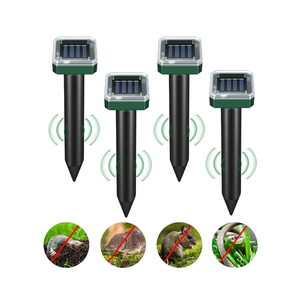 Stoyotu 4Pcs Solar Power Ultrasonic Pest Animal Repeller Garden