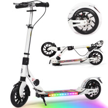 (White) Kick Scooter for Teens & Adults, 200mm Big Wheels Foldable Scooter for Kids Ages 8-12