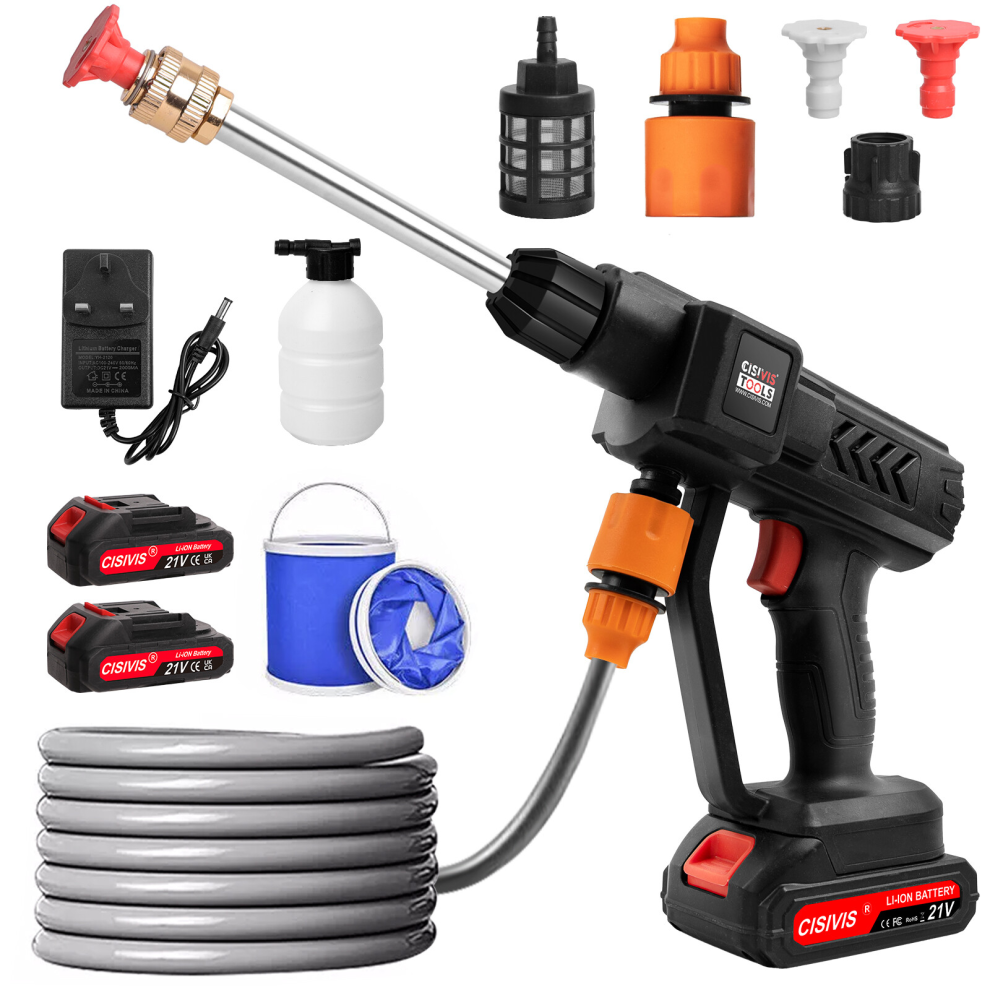 2 Battery Portable Cordless Car High Pressure Washer Jet Water Wash Cleaner Gun~