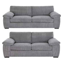 (3+2 Seater, Grey) Amalfi Jumbo Cord 3 Seater and 2 Seater Sofa