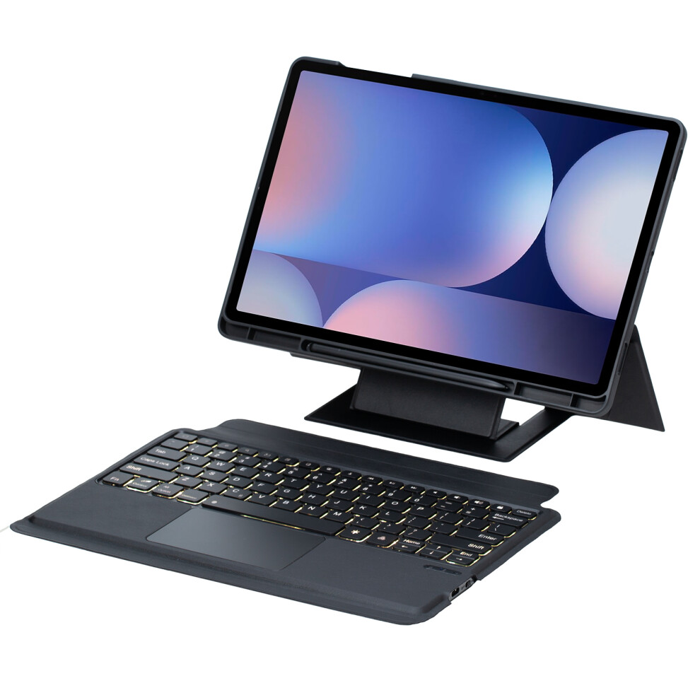 Stand Suspended Split Touch Backlit Bluetooth Keyboard Case For Samsung Tab S10 Plus 12.4 Inches X820- Black 9344431588326