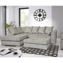 (Left Hand Corner, Alaska Silver) Chiswick Corner sofa with Footstool
