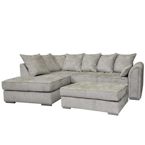 Snugg Furniture (Left Hand Corner, Alaska Silver) Chiswick Corner sofa with Footstool 2