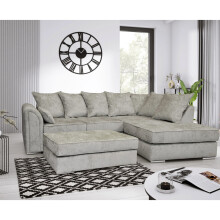 (Right Hand Corner, Alaska Silver) Chiswick Corner sofa with Footstool