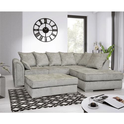 Snugg Furniture (Right Hand Corner, Alaska Silver) Chiswick Corner sofa with Footstool