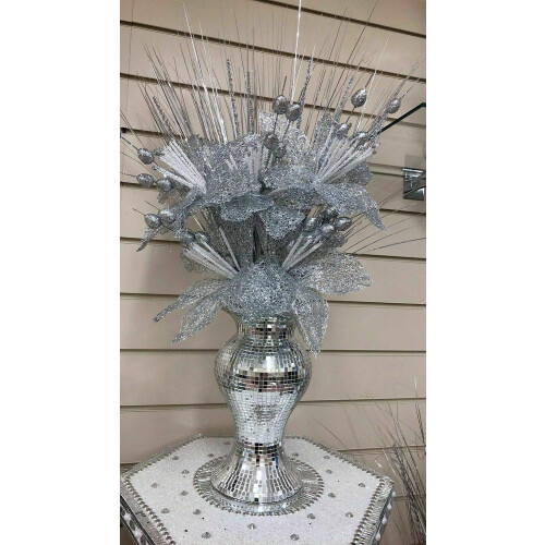 Silver Mirrored Ceramic Vase 25cm 2