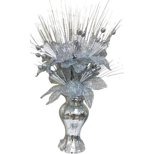 Silver Mirrored Ceramic Vase 25cm