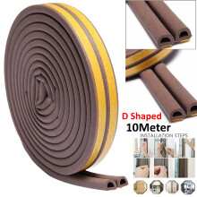 D-Shaped 10M Door Window Rubber Seal Strip Draught Excluder Tape