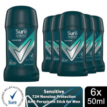 Sure Men Anti Perspirant Deodorant Stick Sensitive, 6x50ml