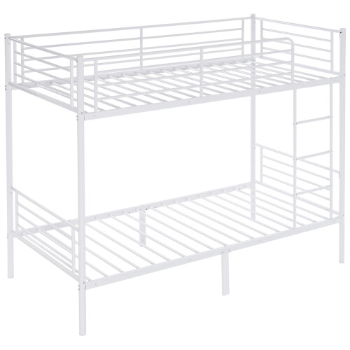 Metal Bunk Bed Single over Single Loft Bed Frame w/Ladder & Guardrail 2