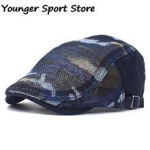 (NV) JWL Unisex Summer Berets Hat Men Women Breathable Mesh Sun Visors Camouflage Beret Caps Net Herringbone Flat Cap Dad Hat Fishing Cap