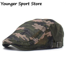 (AG) JWL Unisex Summer Berets Hat Men Women Breathable Mesh Sun Visors Camouflage Beret Caps Net Herringbone Flat Cap Dad Hat Fishing Cap