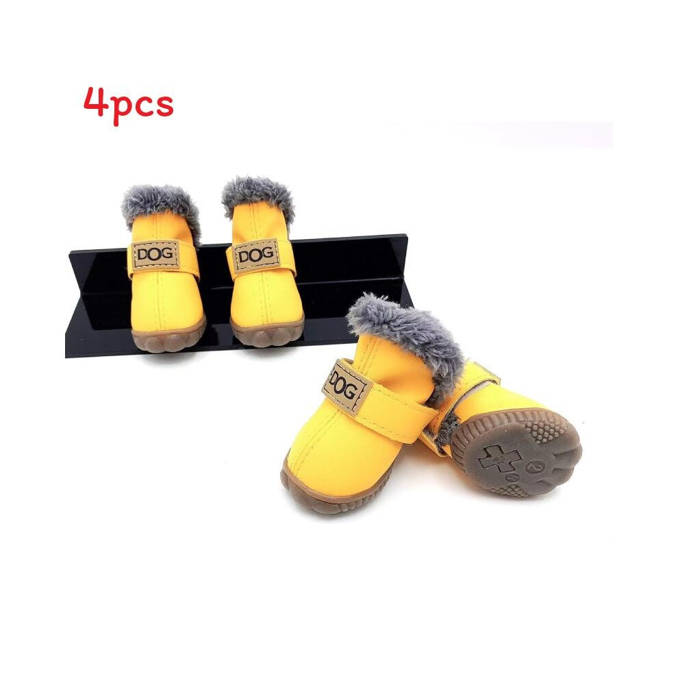 (Yellow,S )Chaussures d'hiver pour animaux de compagnie chien chiot bottes de neige chaudes imperméables chaussures antidérapantes pluie