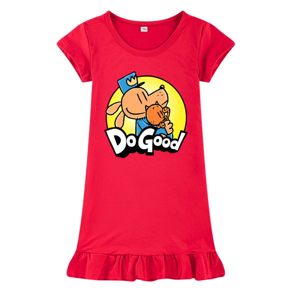 (Red,Child 110cm)Dogman chemise de nuit ado fille robe dessin animé pyjama été coton cool